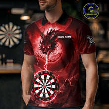 Load image into Gallery viewer, Red Dartboard Lightning Dragon Mens Darts Shirt Custom Darts Jersey Team Polo &amp; 1/4 Zip TDM5118