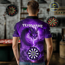 Load image into Gallery viewer, Purple Dartboard Lightning Dragon Mens Darts Shirt Custom Darts Jersey Team Polo &amp; 1/4 Zip TDM5119