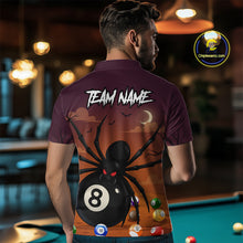 Load image into Gallery viewer, Orange Funny Spider Pool Balls Billiard Shirt For Men Custom 8 Ball Halloween Billiard Apparel TDM4927