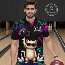 Load image into Gallery viewer, Custom Funny Cat Graffiti Bowling Shirt For Men, Personalized Bowling Team Jersey Polo &amp; 1/4 Zip TDM6455