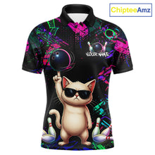 Load image into Gallery viewer, Custom Funny Cat Graffiti Bowling Shirt For Men, Personalized Bowling Team Jersey Polo &amp; 1/4 Zip TDM6455