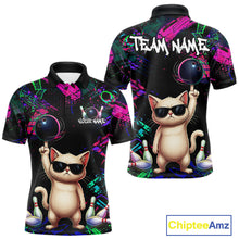 Load image into Gallery viewer, Custom Funny Cat Graffiti Bowling Shirt For Men, Personalized Bowling Team Jersey Polo &amp; 1/4 Zip TDM6455