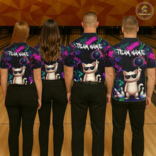 Load image into Gallery viewer, Custom Funny Cat Graffiti Bowling Shirt For Men, Personalized Bowling Team Jersey Polo &amp; 1/4 Zip TDM6455