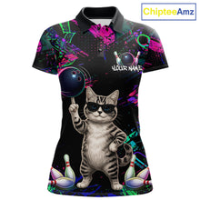 Load image into Gallery viewer, Personalized Funny Cat Graffiti Bowling Shirt For Women Custom Bowling Jersey Team Polo &amp; 1/4 Zip TDM6456