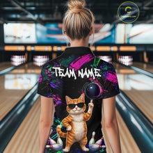 Load image into Gallery viewer, Personalized Funny Cat Graffiti Bowling Jersey For Women Custom Bowling Team Shirts Polo &amp; 1/4 Zip TDM6457