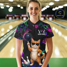 Load image into Gallery viewer, Personalized Funny Cat Graffiti Bowling Jersey For Women Custom Bowling Team Shirts Polo &amp; 1/4 Zip TDM6457