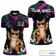 Load image into Gallery viewer, Personalized Funny Cat Graffiti Bowling Jersey For Women Custom Bowling Team Shirts Polo &amp; 1/4 Zip TDM6457