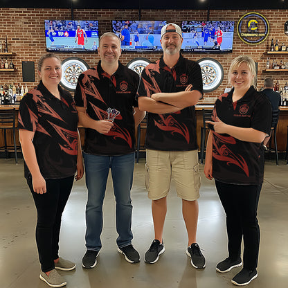 Black And Red Dartboard Tribal Darts Polo & 1/4 Zip Custom Darts Shirt For Men, Darts Team Jersey TDM5367