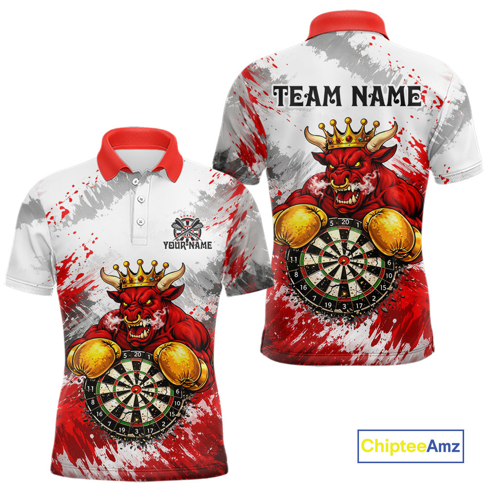 Personalized Black And Red Grunge Bull Darts Shirt For Men Custom Darts Jersey Team Polo & 1/4 Zip TDM5648
