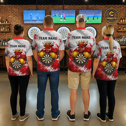 Personalized Black And Red Grunge Bull Darts Shirt For Men Custom Darts Jersey Team Polo & 1/4 Zip TDM5648