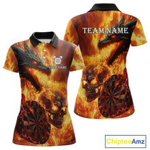 Load image into Gallery viewer, Personalized Orange Flaming Dragon And Skull Darts Shirt For Women Custom 3D Fire Darts Team Jersey TDM4958