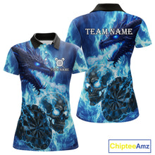 Load image into Gallery viewer, Personalized Blue Flaming Dragon And Skull Darts Shirt For Women Custom 3D Fire Darts Team Jersey TDM4960