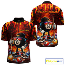 Load image into Gallery viewer, Funny 8 Ball Pool Flaming Billiard Shirt For Men Custom Billiard Team Jersey Polo &amp; 1/4 Zip TDM5900