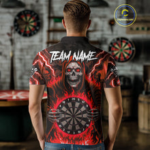 Load image into Gallery viewer, Red Grim Reaper Thunder Lightning Mens Dart Shirts Custom Flame Dart Jerseys Team Polo &amp; 1/4 Zip TDM5175