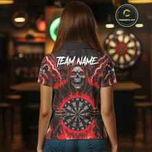 Load image into Gallery viewer, Red Grim Reaper Thunder Lightning Womens Dart Shirts Custom Flame Dart Jerseys Team Polo &amp; 1/4 Zip TDM5175