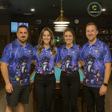 Load image into Gallery viewer, Purple Funny Cat Lightning Billiard Shirt For Men Custom 8 Ball Pool Team Jersey Polo &amp; 1/4 Zip TDM5912