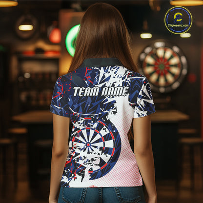 Personalized Paint Splash Darts Shirt For Women Custom Darts Jersey Team Polo & 1/4 Zip |Red TDM6063