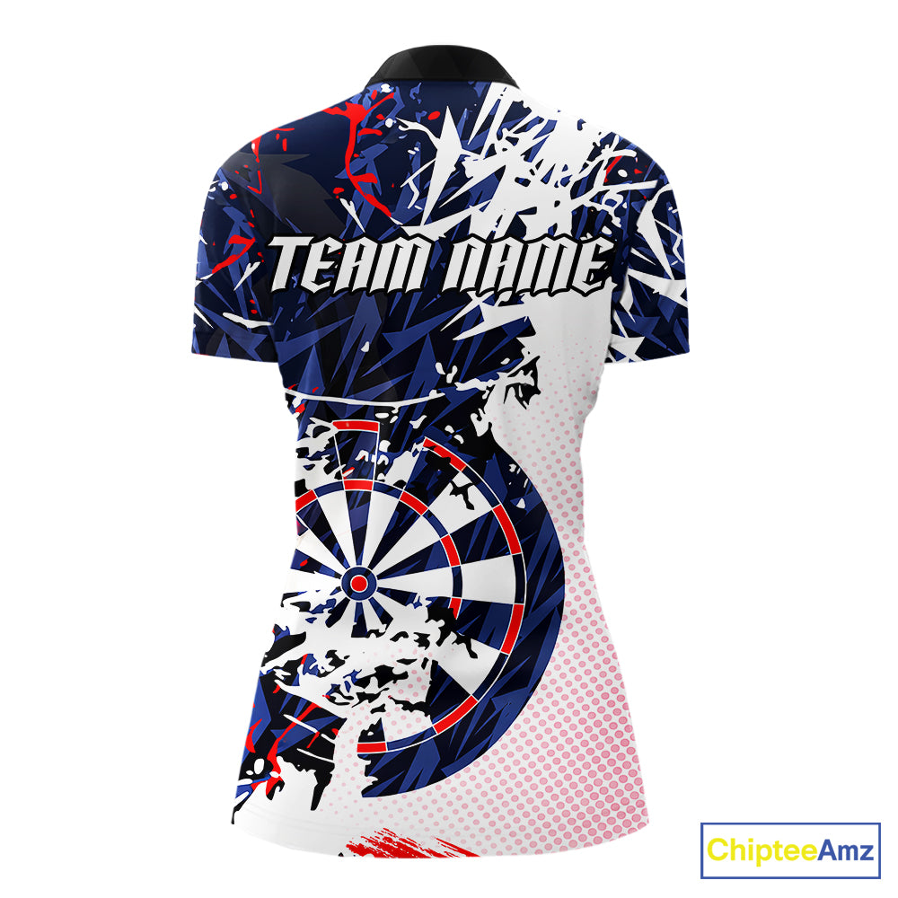 Personalized Paint Splash Darts Shirt For Women Custom Darts Jersey Team Polo & 1/4 Zip |Red TDM6063