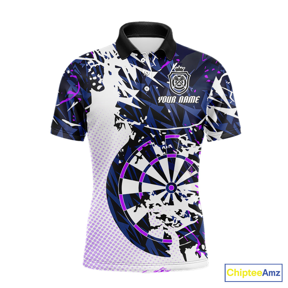 Personalized Paint Splash Darts Shirt For Men Custom Darts Jersey Team Polo & 1/4 Zip |Purple TDM6064
