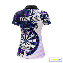 Load image into Gallery viewer, Personalized Paint Splash Darts Shirt For Women Custom Darts Jersey Team Polo &amp; 1/4 Zip |Purple TDM6064