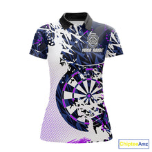 Load image into Gallery viewer, Personalized Paint Splash Darts Shirt For Women Custom Darts Jersey Team Polo &amp; 1/4 Zip |Purple TDM6064
