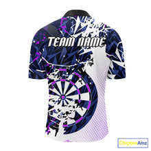 Load image into Gallery viewer, Personalized Paint Splash Darts Shirt For Men Custom Darts Jersey Team Polo &amp; 1/4 Zip |Purple TDM6064