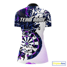 Load image into Gallery viewer, Personalized Paint Splash Darts Shirt For Women Custom Darts Jersey Team Polo &amp; 1/4 Zip |Purple TDM6064