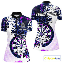 Load image into Gallery viewer, Personalized Paint Splash Darts Shirt For Women Custom Darts Jersey Team Polo &amp; 1/4 Zip |Purple TDM6064