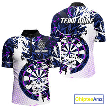 Load image into Gallery viewer, Personalized Paint Splash Darts Shirt For Men Custom Darts Jersey Team Polo &amp; 1/4 Zip |Purple TDM6064