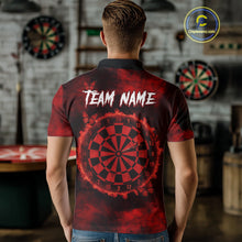 Load image into Gallery viewer, Black And Red Grunge Skull Butterflies Darts Shirt For Men Custom Darts Jersey Team Polo &amp; 1/4 Zip TDM4992