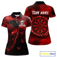 Load image into Gallery viewer, Black And Red Grunge Skull Butterflies Darts Shirt For Women Custom Darts Jersey Team Polo &amp; 1/4 Zip TDM4992