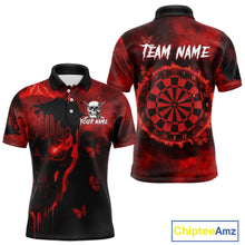 Load image into Gallery viewer, Black And Red Grunge Skull Butterflies Darts Shirt For Men Custom Darts Jersey Team Polo &amp; 1/4 Zip TDM4992