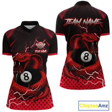 Load image into Gallery viewer, Personalized Red 8 Ball Lightning Cobra Snake Women&#39;s Billiards Shirts Custom Pool Team Jerseys TDM5197