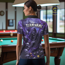 Load image into Gallery viewer, Purple Grim Reaper Lightning Billiard Shirt For Women Custom Skull Pool Team Jersey Polo &amp; 1/4 Zip TDM5964