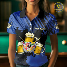 Load image into Gallery viewer, Billiard Pool And Beer That&#39;s Why I&#39;m Here Polo &amp; 1/4 Zip For Women Custom Funny Billiard Jersey TDM4833