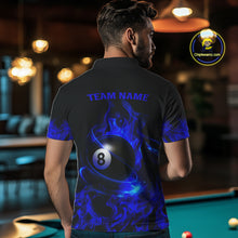 Load image into Gallery viewer, Blue Flaming American Flag 8 Ball Billiard Shirt For Men Custom Patriotic Pool Team Jersey TDM4842