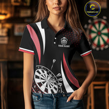 Load image into Gallery viewer, Funny Black And Red 180 Darts Shirt For Women Custom Dartboard Jersey Team Polo &amp; Quarter Zip TDM5089