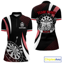 Load image into Gallery viewer, Funny Black And Red 180 Darts Shirt For Women Custom Dartboard Jersey Team Polo &amp; Quarter Zip TDM5089