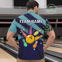 Load image into Gallery viewer, Personalized Funny Neon Bowing Shirt For Men, Retro Bowling Team Jersey Polo &amp; 1/4 Zip | Teal TDM6187