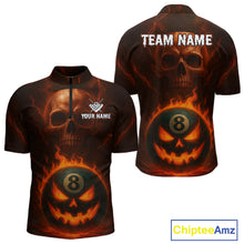 Load image into Gallery viewer, Funny Pumpkin 8 Ball Pool Billiard Shirt For Men Custom Halloween Billiard Team Shirt Outfit TDM4889