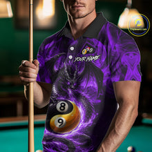 Load image into Gallery viewer, Purple 8 Ball &amp; 9 Ball Fire Yin And Yang Dragon Billiard Shirt For Men Custom Pool Team Jersey TDM5843