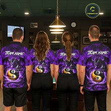 Load image into Gallery viewer, Purple 8 Ball &amp; 9 Ball Fire Yin And Yang Dragon Billiard Shirt For Men Custom Pool Team Jersey TDM5843