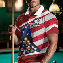Load image into Gallery viewer, Personalized American Flag Billiard Shirt For Men Custom Patriotic Pool Team Jersey Polo &amp; 1/4 Zip TDM5610