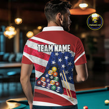 Load image into Gallery viewer, Personalized American Flag Billiard Shirt For Men Custom Patriotic Pool Team Jersey Polo &amp; 1/4 Zip TDM5610
