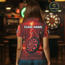 Load image into Gallery viewer, Personalized Dartboard Thunder Lightning Red Darts Shirt For Women Custom Glowing Darts Team Jersey TDM4919