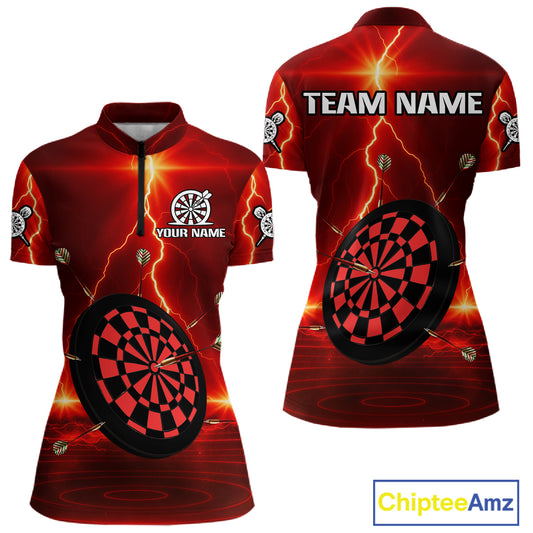 Personalized Dartboard Thunder Lightning Red Darts Shirt For Women Custom Glowing Darts Team Jersey TDM4919