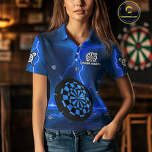 Load image into Gallery viewer, Personalized Dartboard Thunder Lightning Blue Darts Shirt For Women Custom Glowing Darts Team Jersey TDM4920