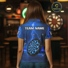 Load image into Gallery viewer, Personalized Dartboard Thunder Lightning Blue Darts Shirt For Women Custom Glowing Darts Team Jersey TDM4920