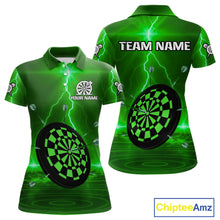 Load image into Gallery viewer, Personalized Dartboard Thunder Lightning Green Darts Shirt For Women Custom Glowing Darts Jersey TDM4921