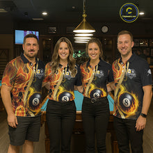 Load image into Gallery viewer, Orange 8 Ball &amp; 9 Ball Fire Flame Billiard Shirt For Men Custom Pool Team Shirts, Billiard Jersey TDM5349